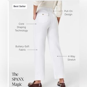 SPANX cropped stretch white cropped wide leg pants